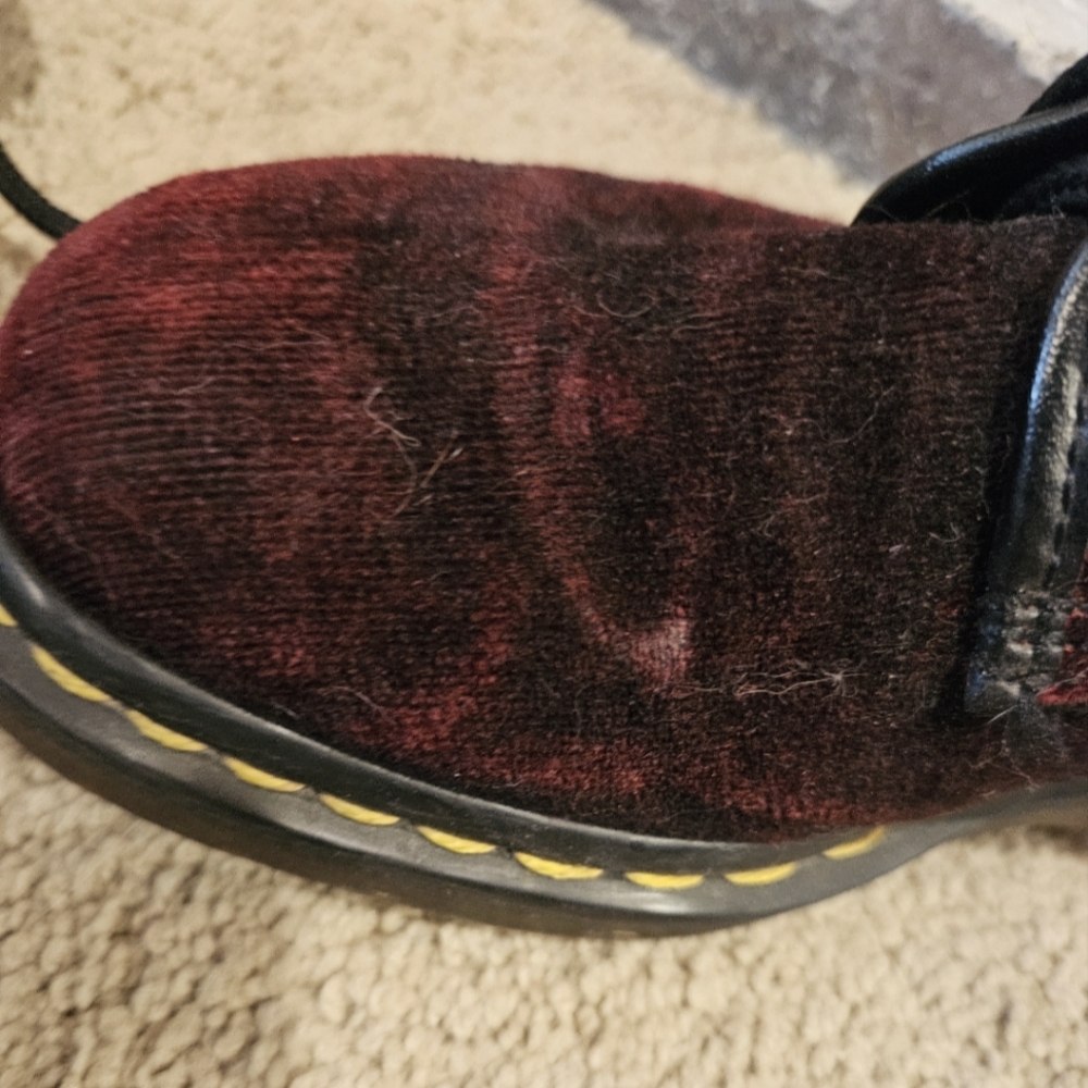 1990s Dr. Martens Burgundy Velvet Boots UK 4 8i - Picture 5 of 5